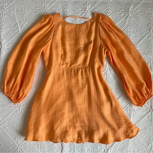 Nobody's Child Petite Zola Ballon Sleeve Mini Dress In Orange Size 6 - Picture 8 of 13